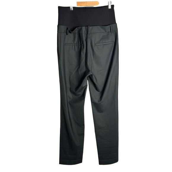 Tibi Ribbed Stretch Wool Paneled Crepe Straight Pants Black Size 8 NWT - Picture 3 of 4